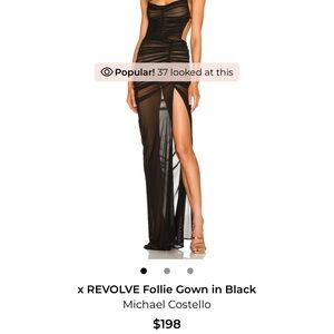 Michael Costello x Revolve Follie Black Sheer Gown High Slit Size S